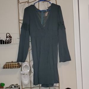 Dark teal sleeved dress